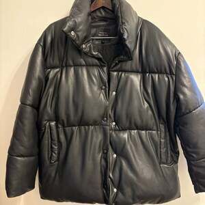 Avec Les Filles Faux Leather Puffer Coat